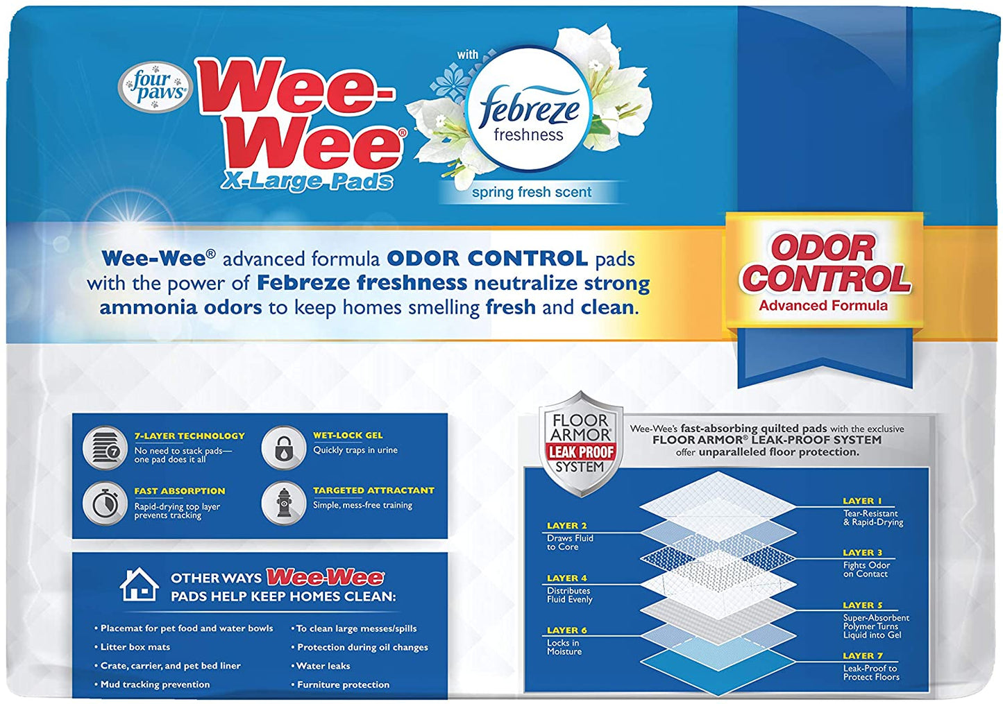 Four Paws Wee Wee Odor Control Pads with Fabreeze Freshness X-Large