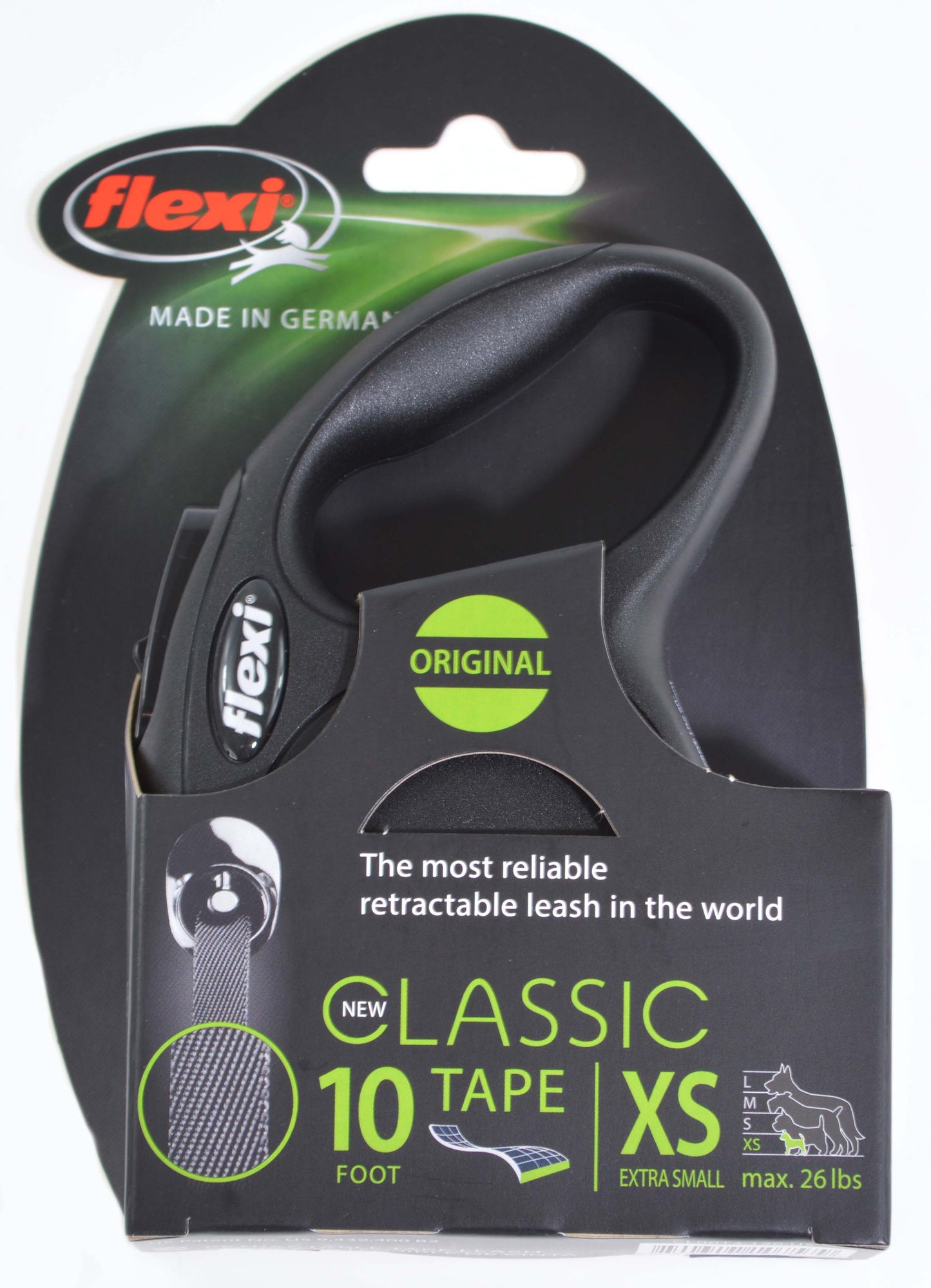 Flexi New Classic Retractable Tape Leash Black