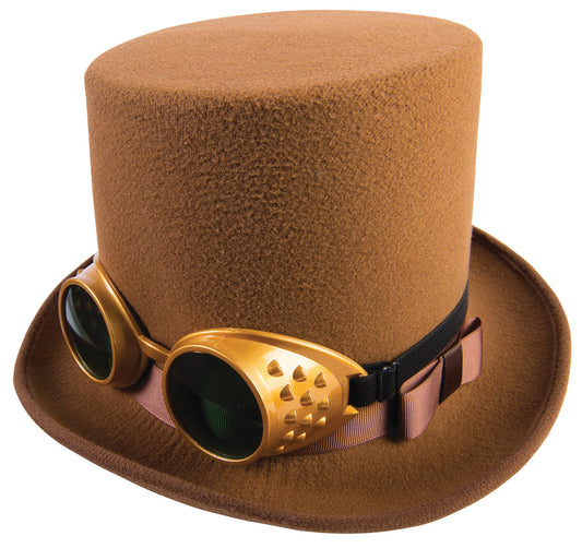 Steampunk Hat W/Goggles Brown