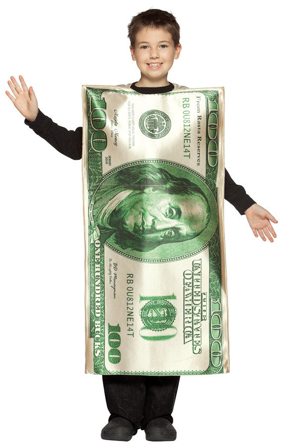 $100 Dollar Bill Child 7-10  Costume - Bargains Delivered