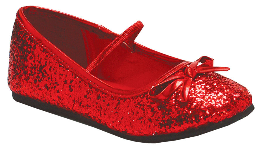 FLAT BALLET GLITTER CH RED LG