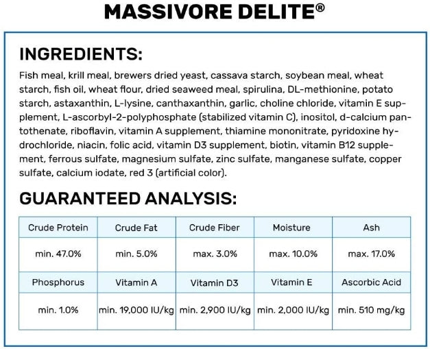 Hikari Massivore Delite Sinking Pellet Food