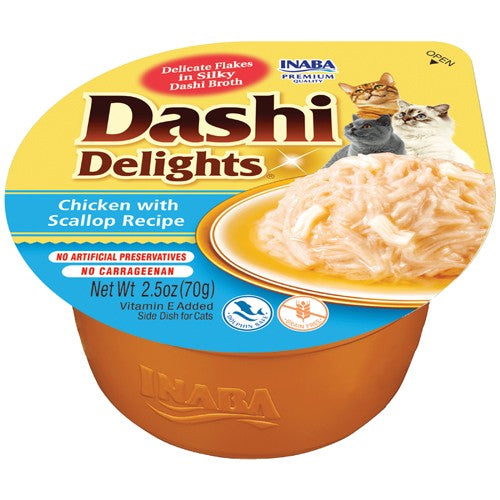 Inaba Dashi Delights Chicken with Tuna & Scallop Flavored Bits in Broth Cat Food Topping