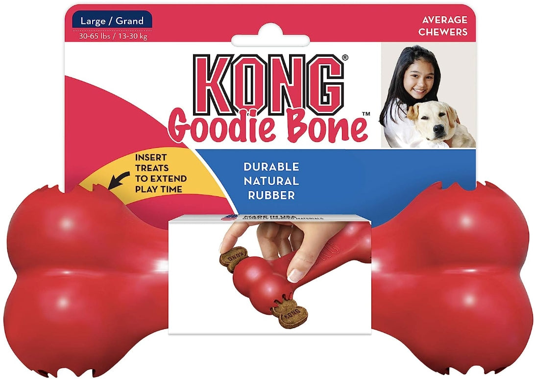 KONG Goodie Bone Durable Rubber Dog Chew Toy Red