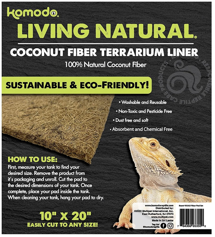 Komodo Living Natural Coconut Fiber Terrarium Liner 10 x 20 Inch