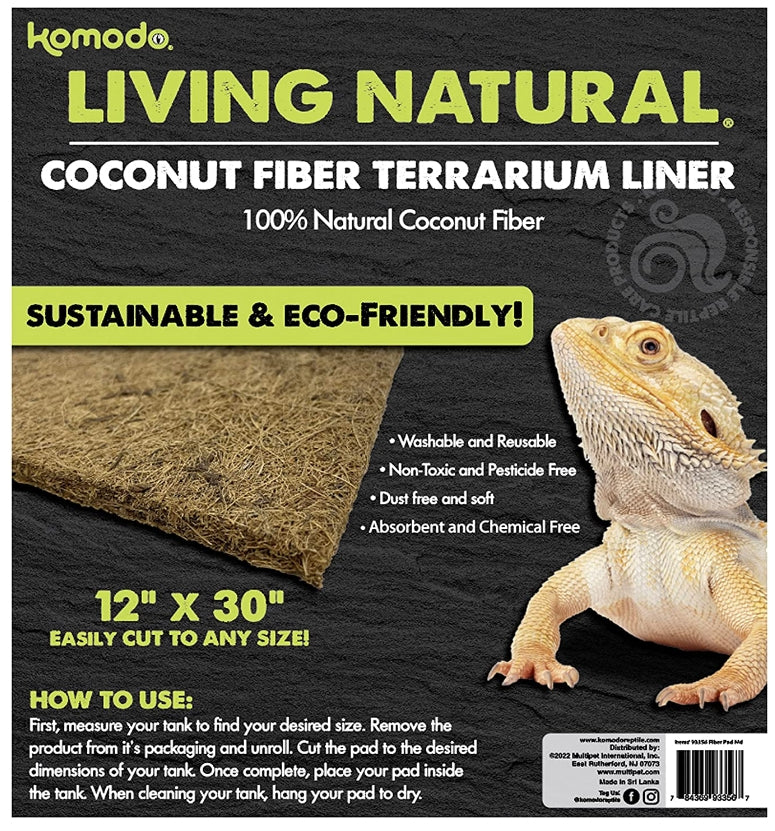 Komodo Living Natural Coconut Fiber Terrarium Liner 12 x 30 Inch