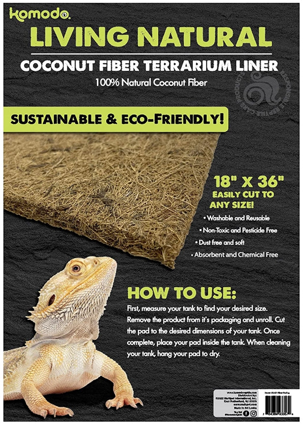 Komodo Living Natural Coconut Fiber Terrarium Liner 18 x 36 Inch