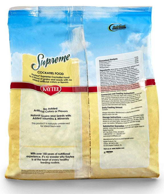 Kaytee Supreme Cockatiel Food Natural Grains and Seeds