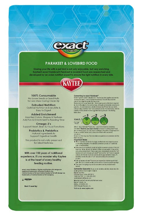 Kaytee Exact Rainbow Optimal Nutrition Diet Parakeet and Lovebird