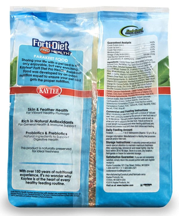 Kaytee Forti Diet Pro Health Healthy Support Diet Parakeet