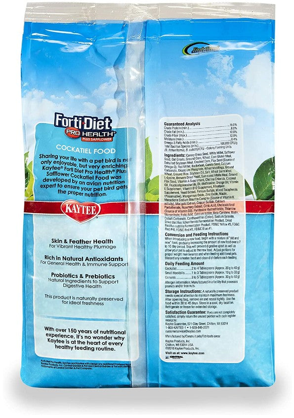 Kaytee Forti Diet Pro Health Safflower Healthy Diet Cockatiel