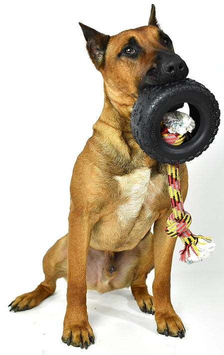 Mammoth TireBiter II Natural Rubber Dog Toy with Rope