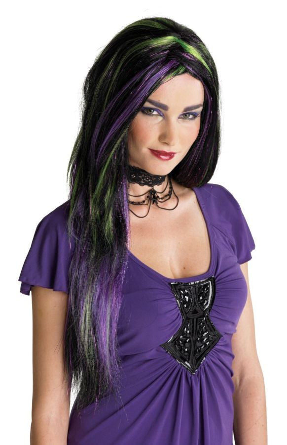 REBEL WITCH WIG BLK/PUR/GREEN