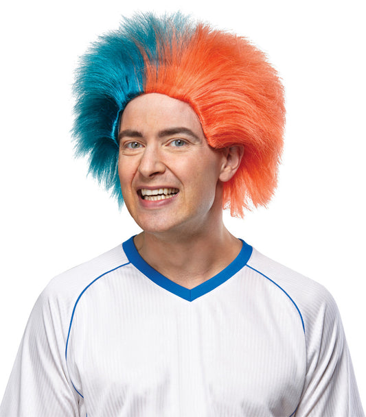 SPORTS FUN WIG TEAL ORANGE