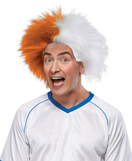 SPORTS FUN WIG ORANGE WHITE