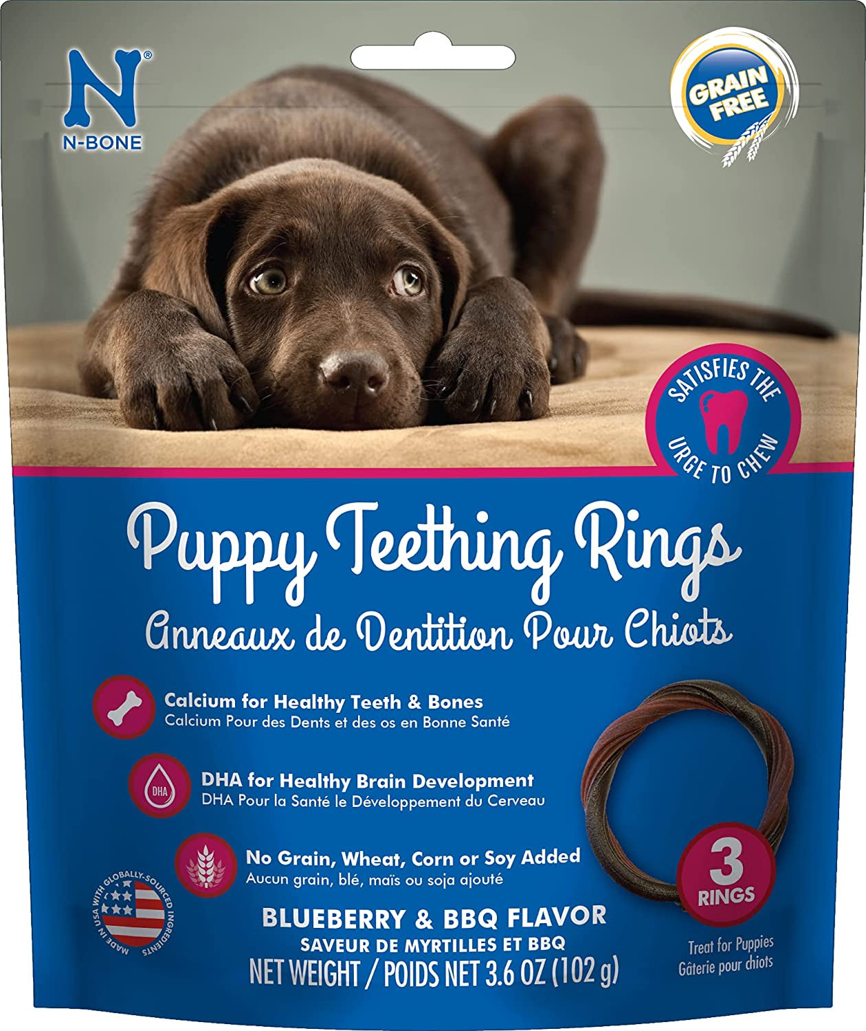 N-Bone Puppy Teething Ring Blueberry and BBQ Flavor