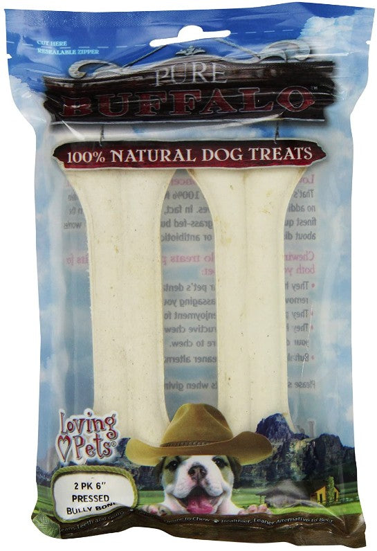 Loving Pets Pure Buffalo Pressed Bully Bones Medium