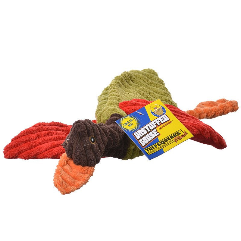 Petsport Tuffsqueaks Plush Unstuffed Goose Dog Toy