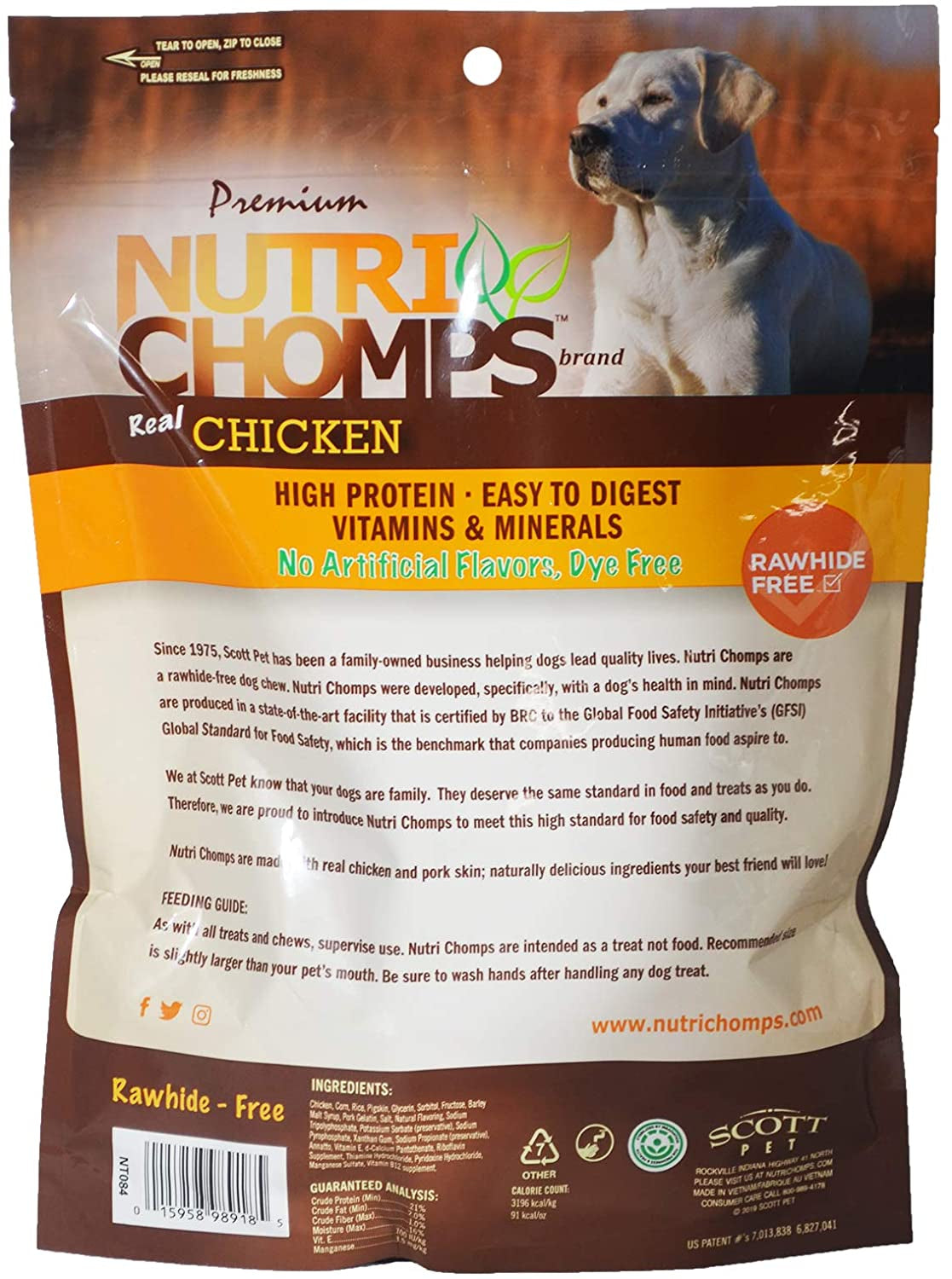 Nutri Chomps Pig Ear Shaped Dog Treat Chicken Flavor