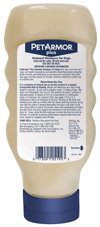 PetArmor Plus Oatmeal Shampoo for Dogs 7-Day Protection