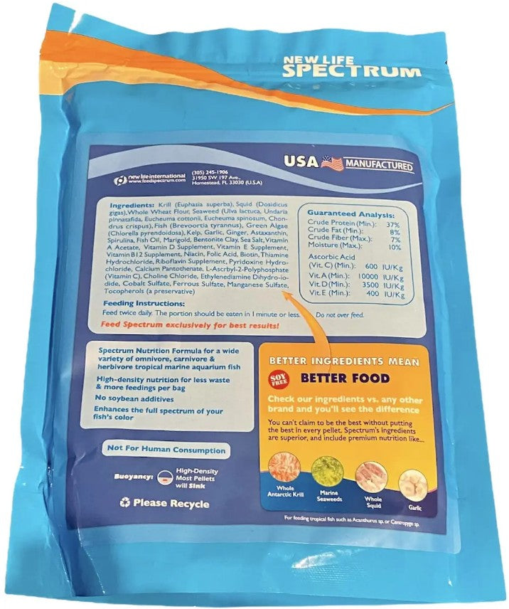 New Life Spectrum Marine Fish Food Regular Sinking Pellets