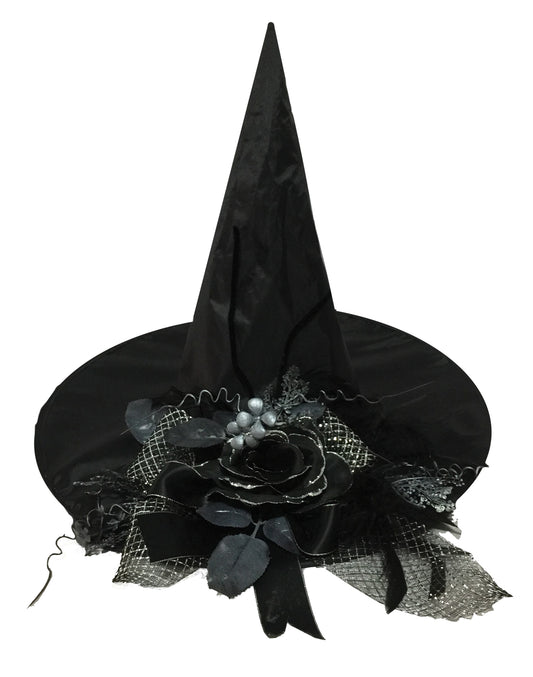 Witch Hat W/Black Flower