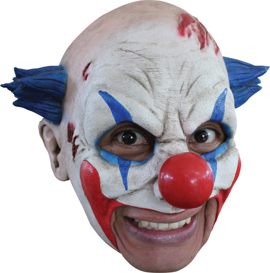 CLOWN LATEX MASK W/ BLUE HAIR