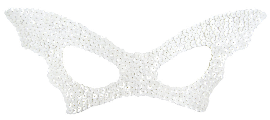 BAT MASK SEQUIN WHITE