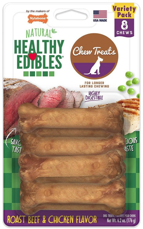 Nylabone Healthy Edibles Chews Roast Beef and Chicken Flavor Petite