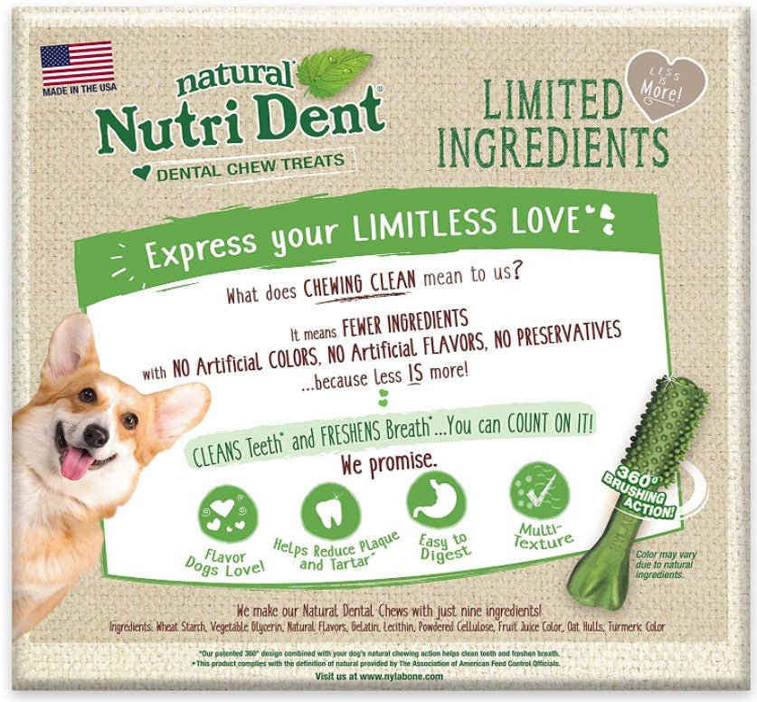 Nylabone Natural Nutri Dent Fresh Breath Limited Ingredients Small Dental Dog Chews