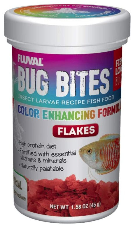 Fluval Bug Bites Insect Larvae Color Enhancing Fish Flake