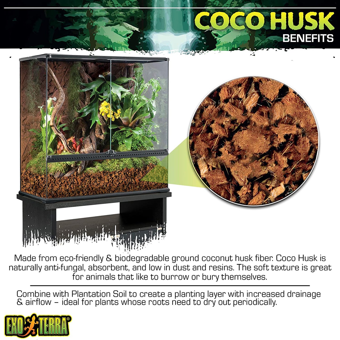 Exo Terra Coco Husk Brick Tropical Terrarium Reptile Substrate